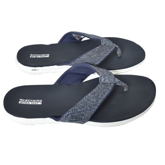 Skechers Goga Mat Ultra Go Flip Flops Blue Women's Size 8 - Picture 1 of 8